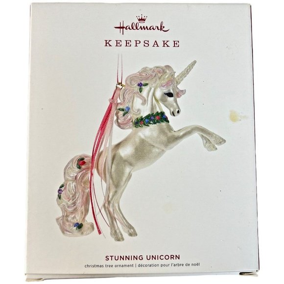 Hallmark Keepsake Christmas Ornament Stunning Unicorn White Pink 2019 In Box - Picture 10 of 11
